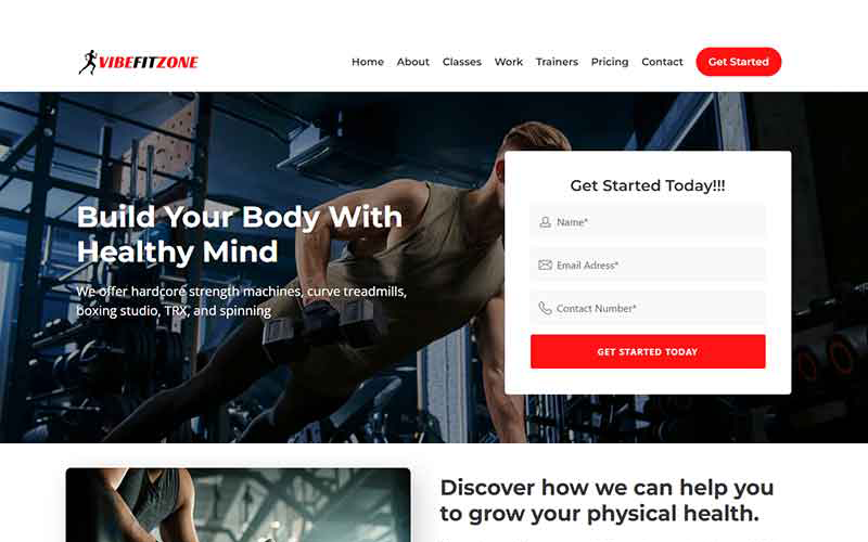 vibefitzone mobile friendly gym landing page template original