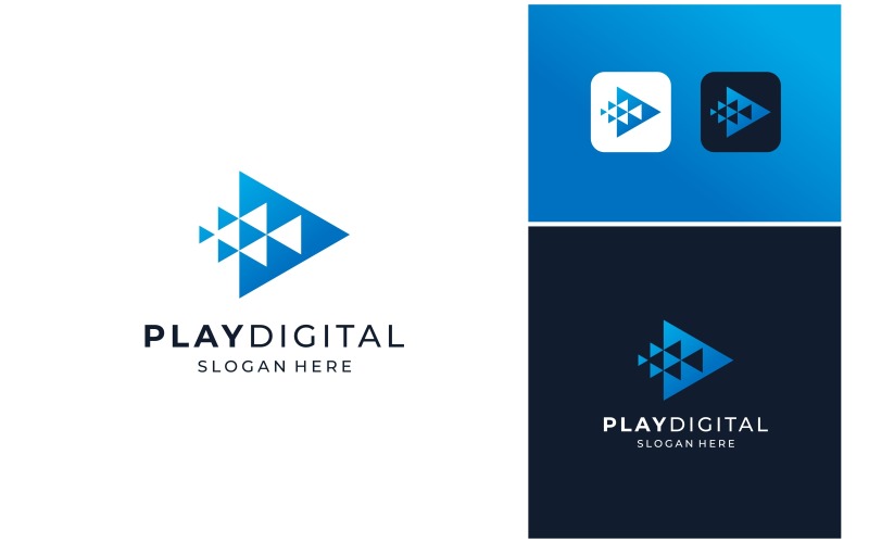 video play button digital technology logo original