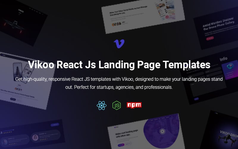 vikoo react js landing page templates original