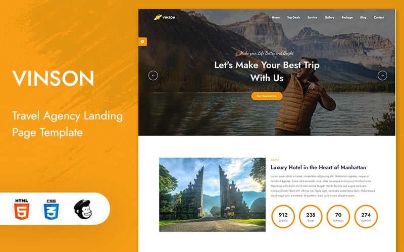 vinson tour and travel agency landing page template original