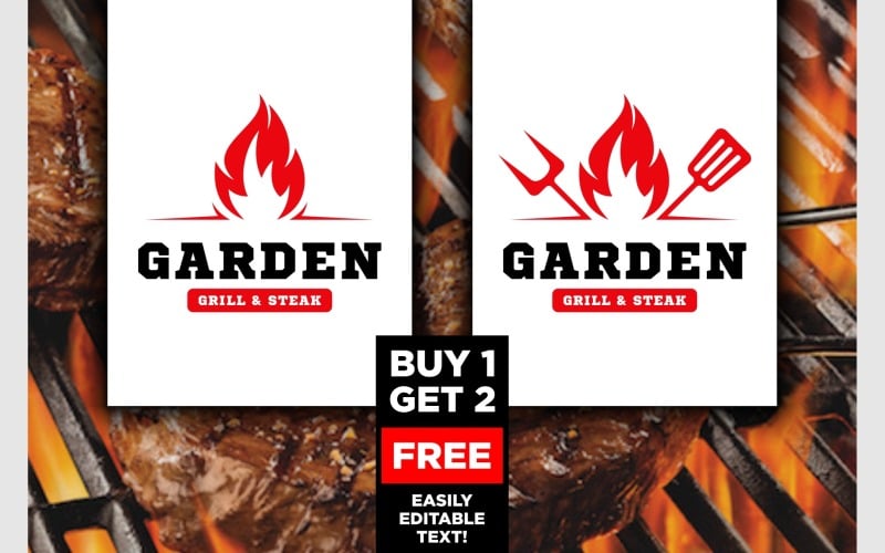 vintage grill fire barbecue logo original