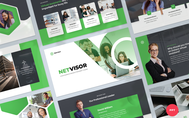 virtual assistant amp secretary presentation powerpoint template original
