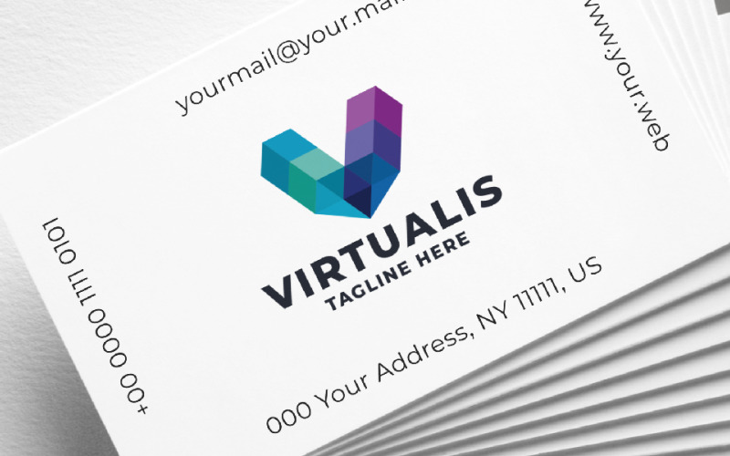 virtualis letter v pro logo template original