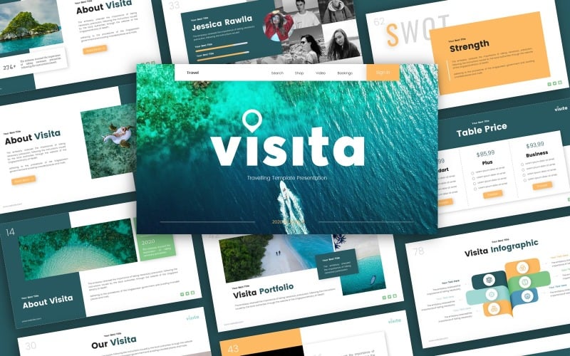 visita travelling presentation powerpoint template original
