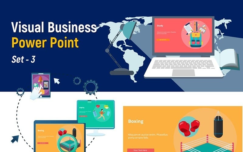 visual business set powerpoint template original
