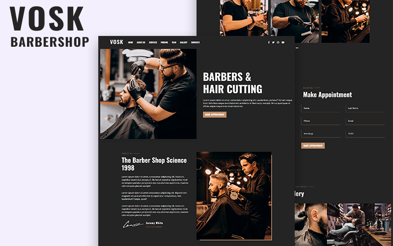 vosk mens barbershop html landing page template original