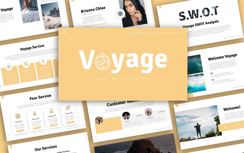 voyage traveling presentation powerpoint template original