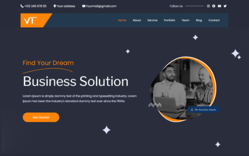 vtech corporate agency html landing page template original