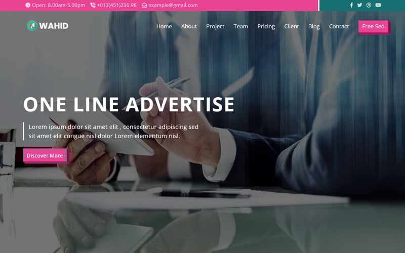 wahid advertising html landing page theme original