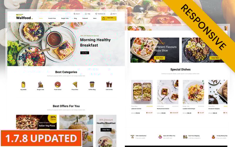 wallfood restaurant store prestashop theme original