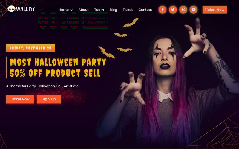 walliyy halloween event amp party html landing page template original