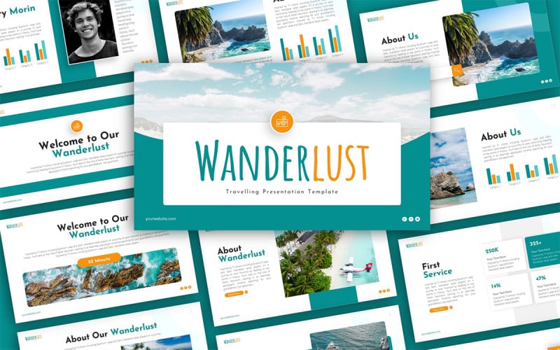 wanderlust travelling presentation multipurpose powerpoint template original