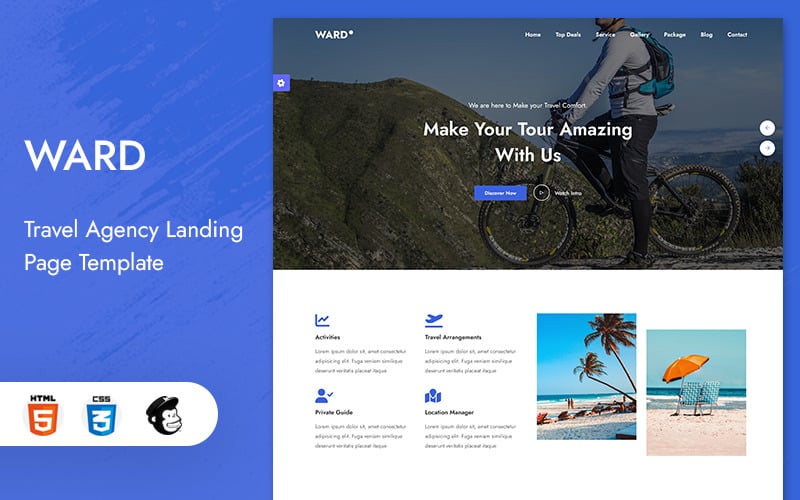 ward tour and travel agency landing page template original