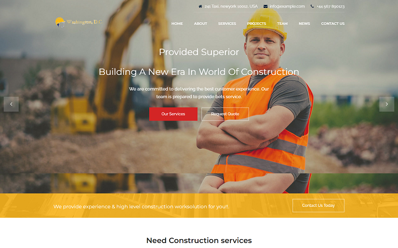 washington construction building landing html template original
