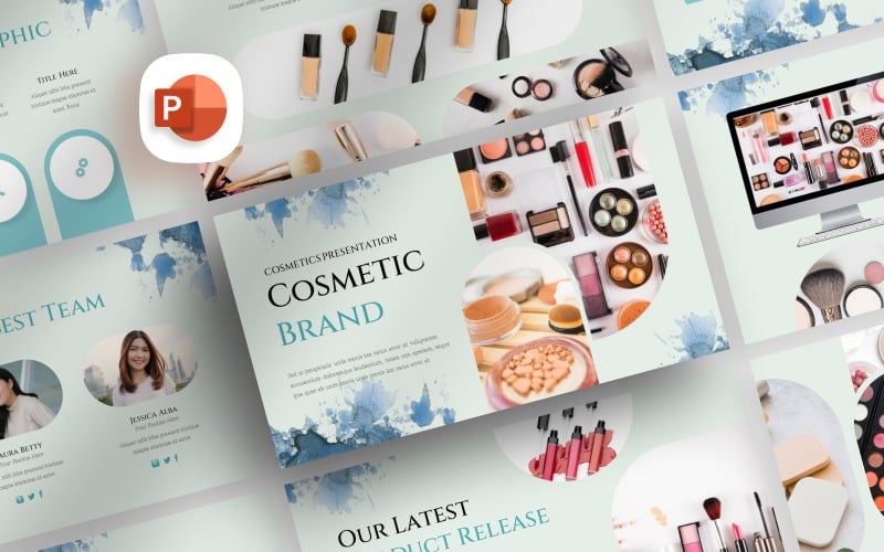 watercolored cosmetics brand powerpoint template original
