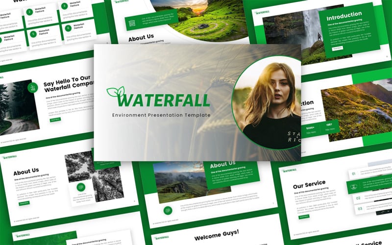 waterfall environment multipurpose powerpoint presentation template original