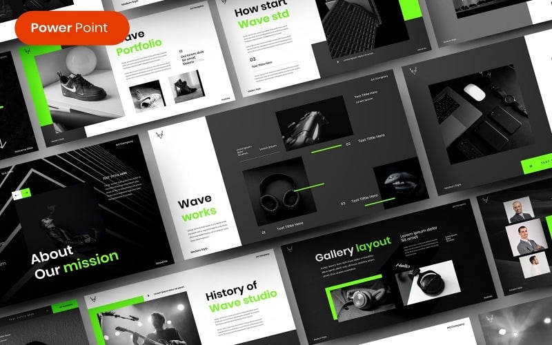wave business powerpoint template original