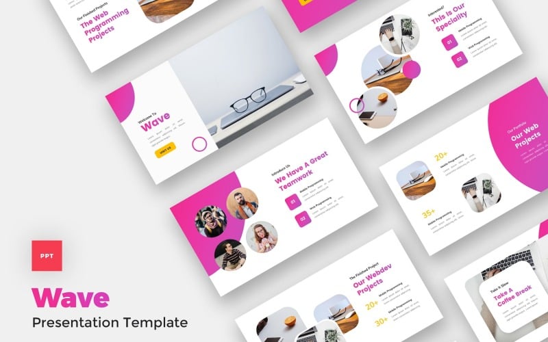 wave it solutions amp services powerpoint template original