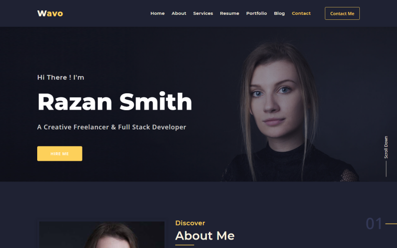 wavo personal portfolio landing page template original