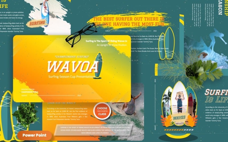 wavoa surfing sport powerpoint templates original