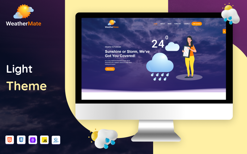 weather mate one page weather forecasts website template original