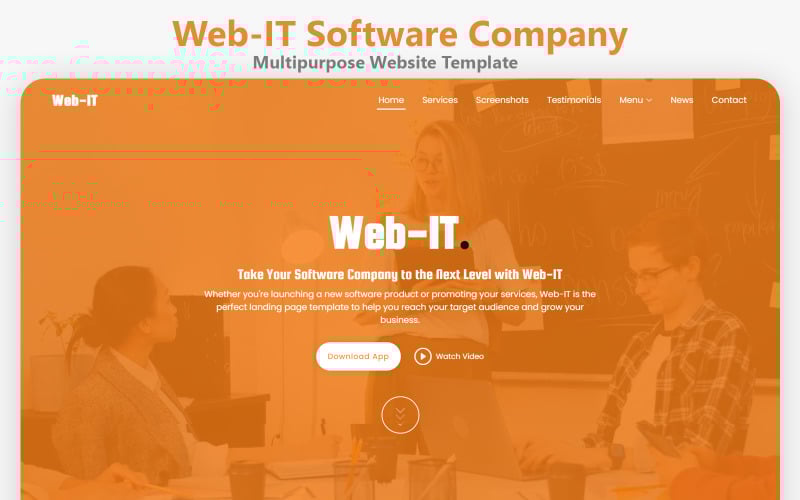 web it software company landing page template original