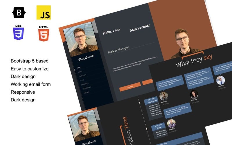 web page template for on line vcard resume original