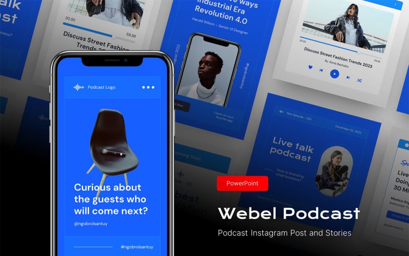webel podcast instagram post and stories powerpoint template original