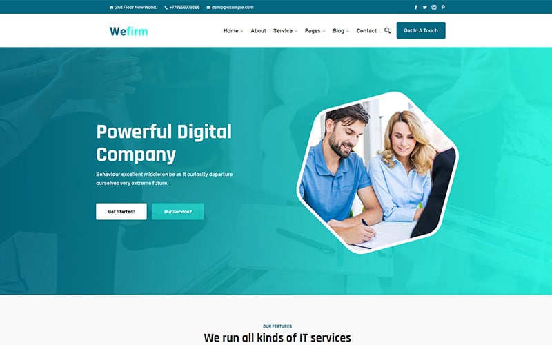 wefirm powerful digital company wordpress theme original