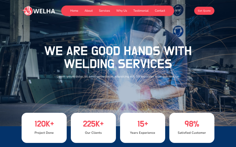 welha welding landing page template original