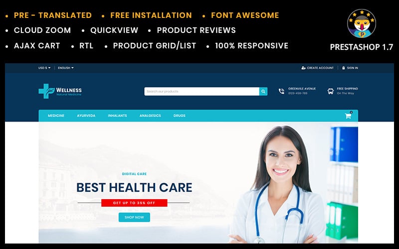wellness medicine and sanitizer store prestashop theme original