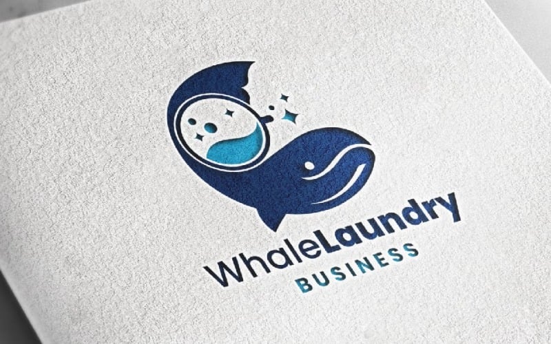 whale laundry logo template original