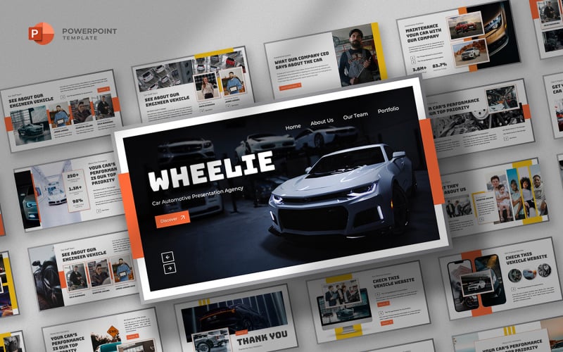 wheelie car automobile powerpoint template original