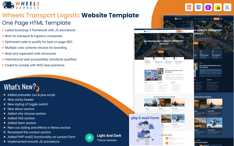 wheels express one page transport website html template original