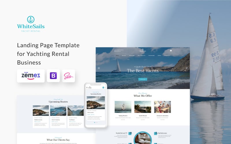 whitesails yacht rental clean html landing page template original