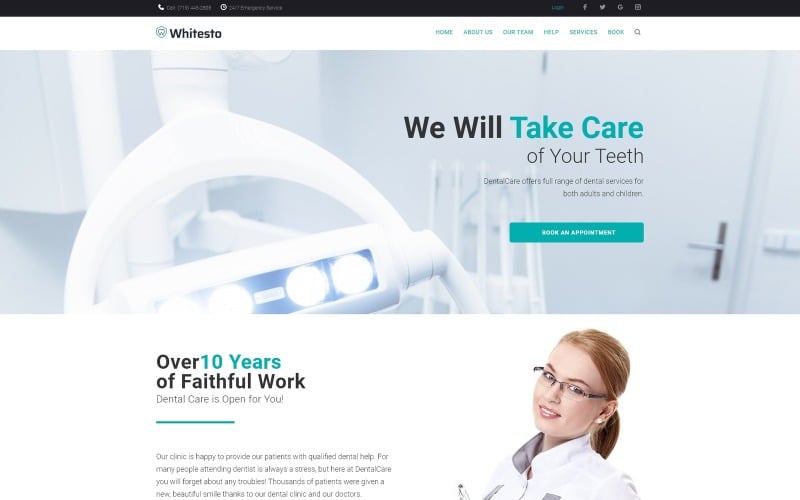 whitesto dental clinic elementor wordpress landing page template original
