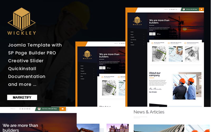 wickley construction industry and factory joomla template original