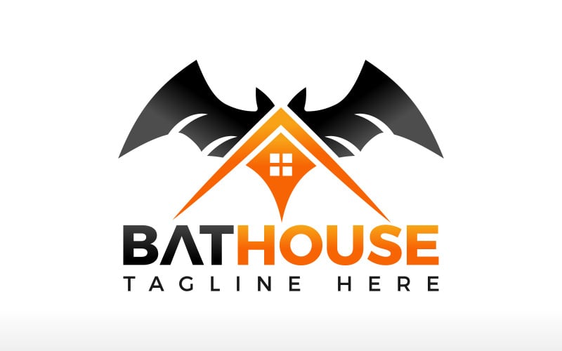 wild bat house logo design custom house logo architecture haunted ghost scary horror logo nightmare original