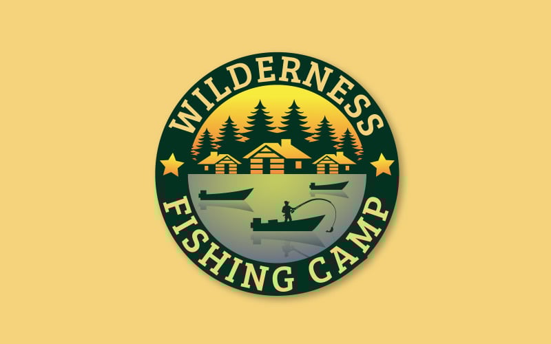 wilderness fishing camp logo design original