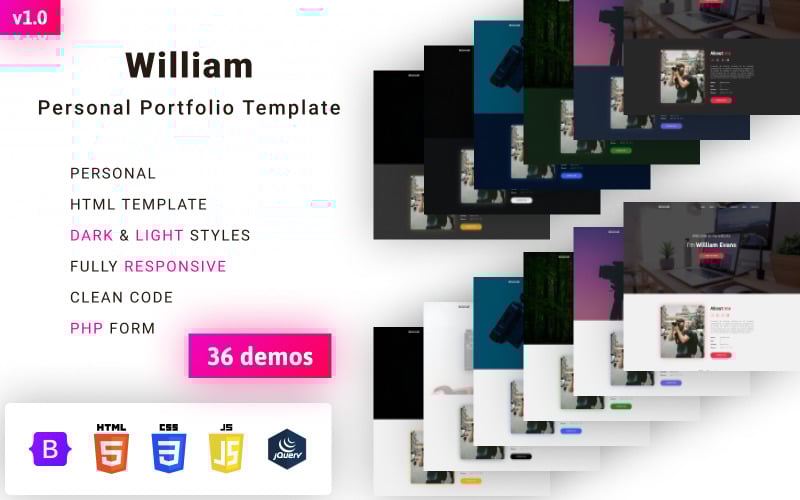 william personal portfolio landing page template original