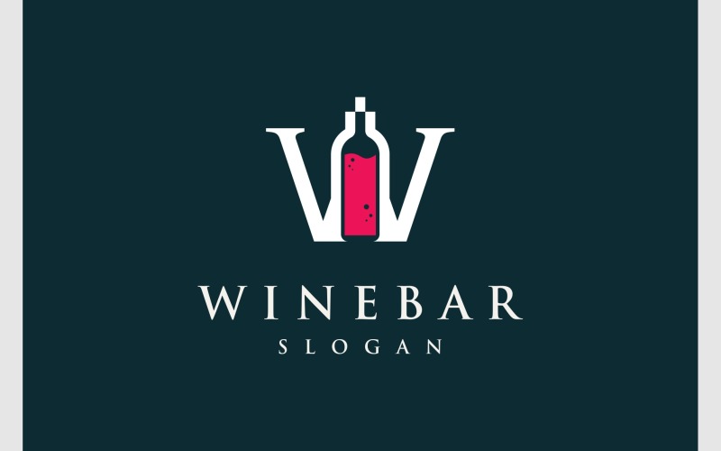 wine drink bottle letter w logo original