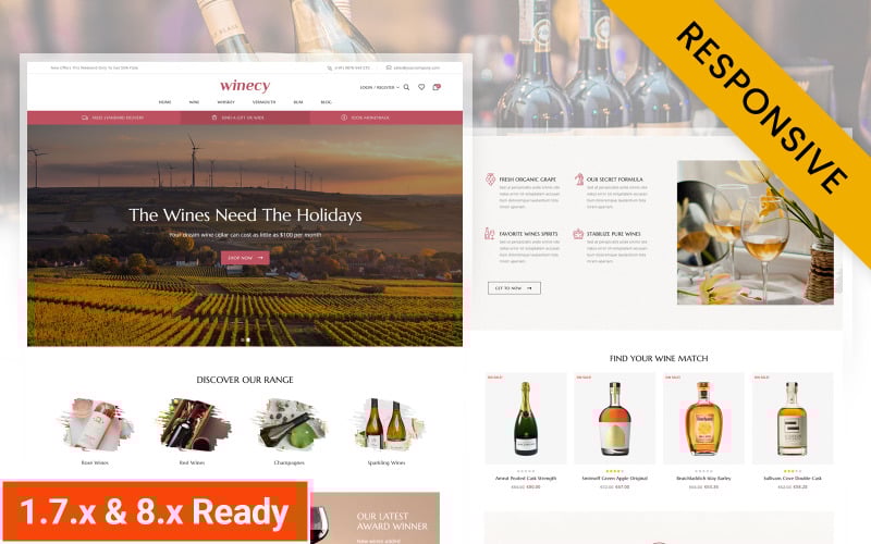 winecy wine shop liquor store prestashop responsive theme original