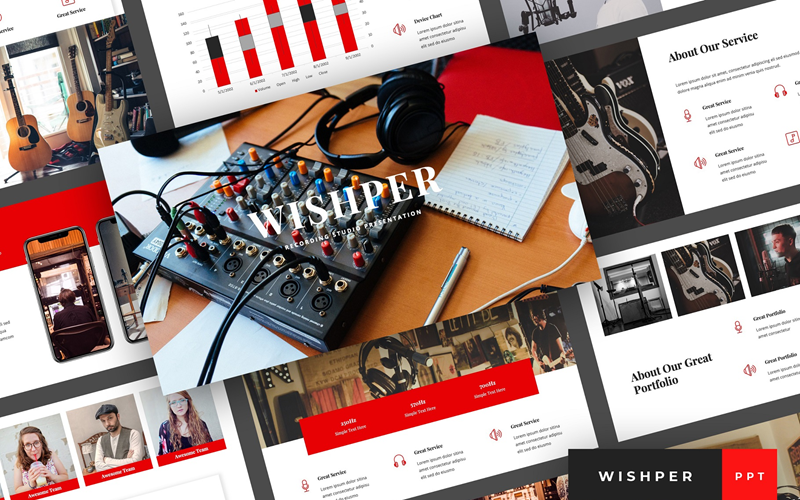 wishper recording studio presentation powerpoint template original