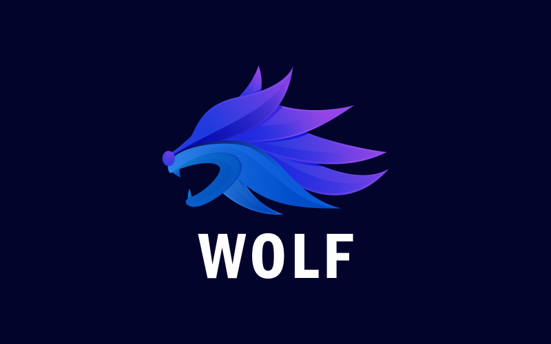 wolf abstrac colorful logo template original
