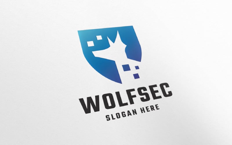 wolf secure shield logo template original