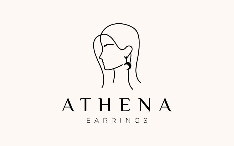 woman face earrings line art logo original