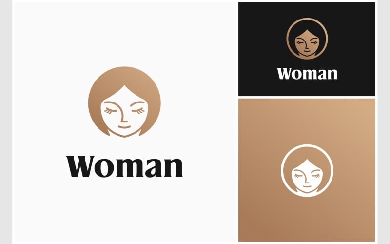 woman face gold luxury logo original