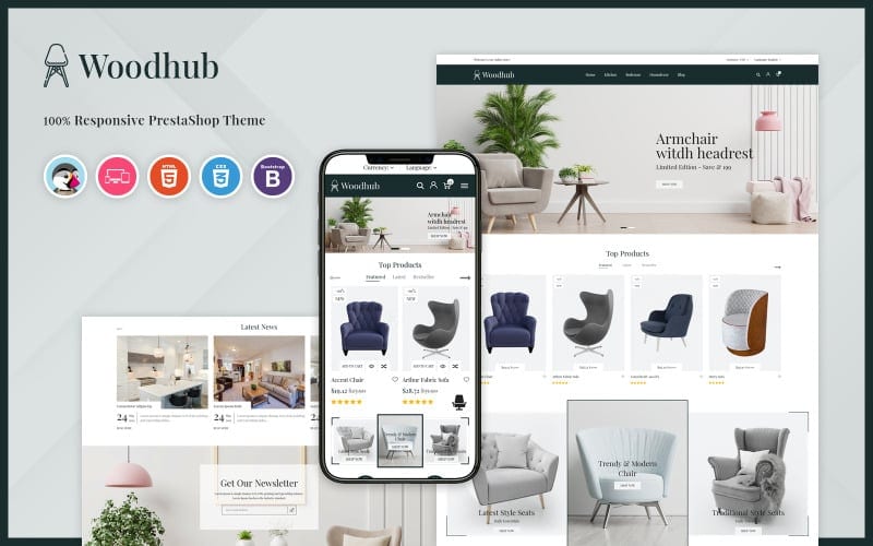 woodhub furniture prestashop template original