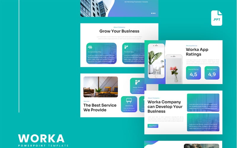 worka seo marketing powerpoint template original