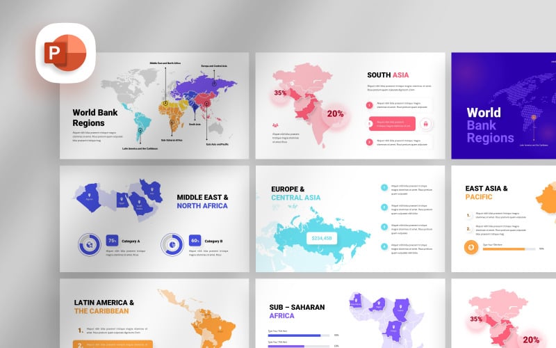 world bank region map presentation template original